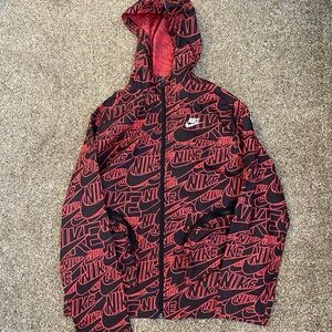 Nike Red and Black Logo Hoodie